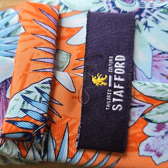 Stafford Floral Orange and Blue Necktie - Picture 5 of 7